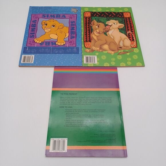 Vtg Golden Book Disney's Lion King Giant Coloring Book Paint With Water Lot Of 3 - Picture 5 of 8